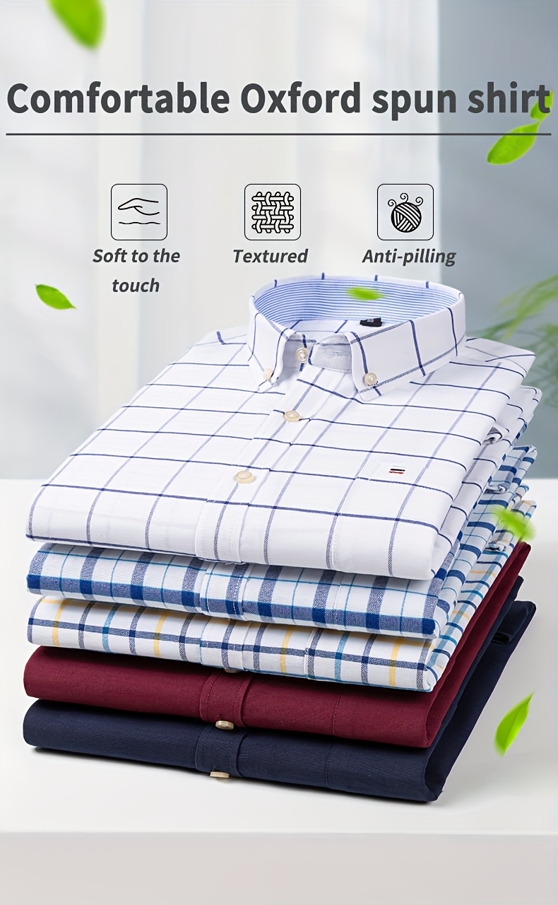 Classic Men'S Striped Oxford Shirt with Long Sleeves And Pockets, Available in Various Colors