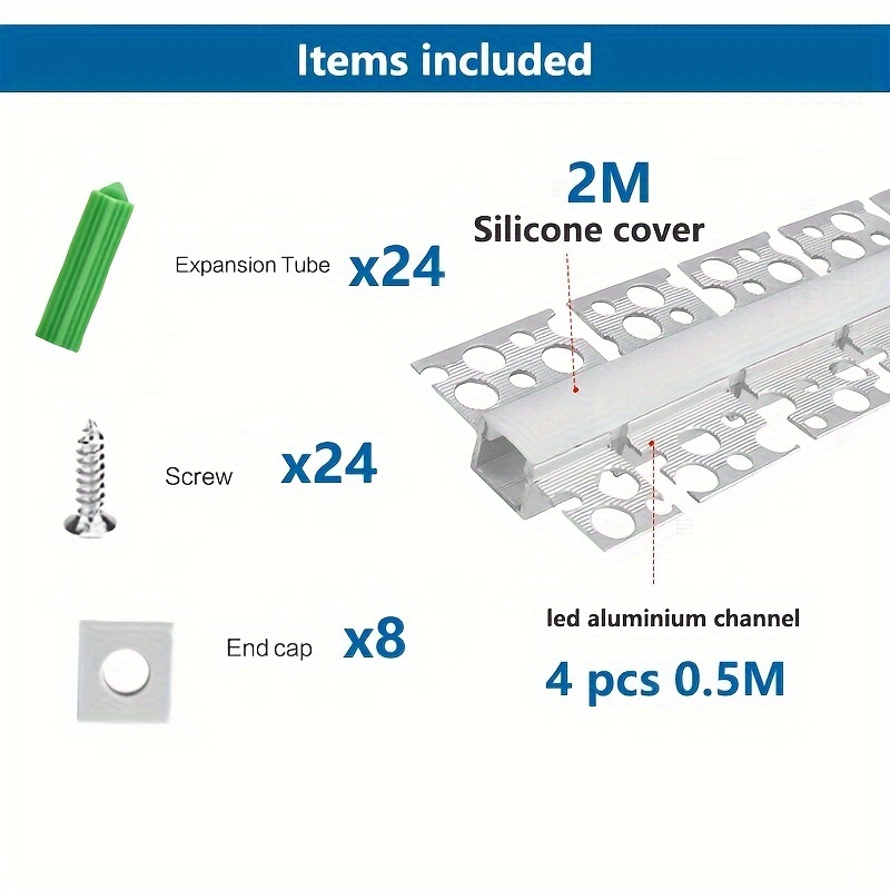 SWANEW 10x1m Profilé Aluminium LED Angle Anodisé Diffuseur Laiteux Pour Ruban Bande LED Couvercle Blanc Opaque Forme En U Argent 66122670