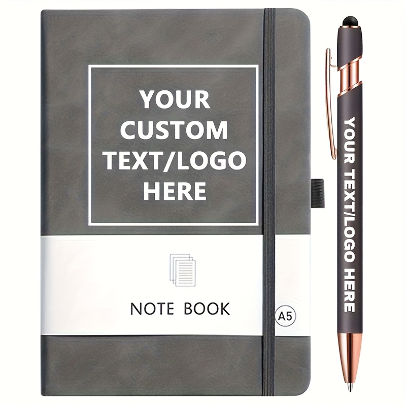 TEMU 1pc Personalized Notebook With Pen - Customizable A5 Journal Notebook For Writing Diaries, Ruled Notebook, Black Ink Ballpoint Pen, Perfect Gift