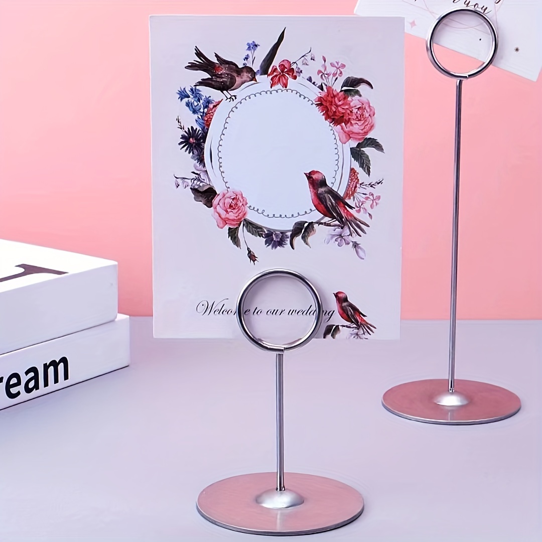 50 Porte-cartes Floraux En Fil Métallique Argenté – Support Photo De Table – Pour Mariage, événement