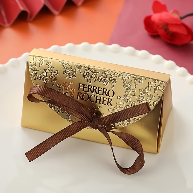 Image of 30pcs Small Capacity Golden Boxesn Gift Packaging Box Printing With Ribbon Romantic Wedding Valentine's Day Gift For Girlfriend Party Supplies
