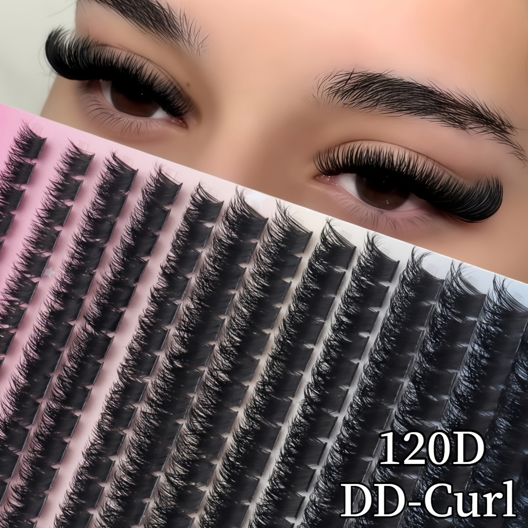 Image of 224 Clusters 120d False Eyelashes, 8-16mm Mixed Length, Match Use, Dd , Natural-thick-fluffy Eyelashes-3d Sparkling Charm Double Eyes, Cat Extension, Lightweight-soft-comfortable- , Makeup Time
