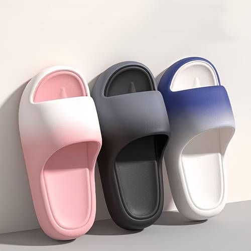 womens thick soled home slippers unisex fashion gradient slip on sandals color block open toe home shoes thick soled height increasing slippers suitable for indoor and outdoor showers and pools