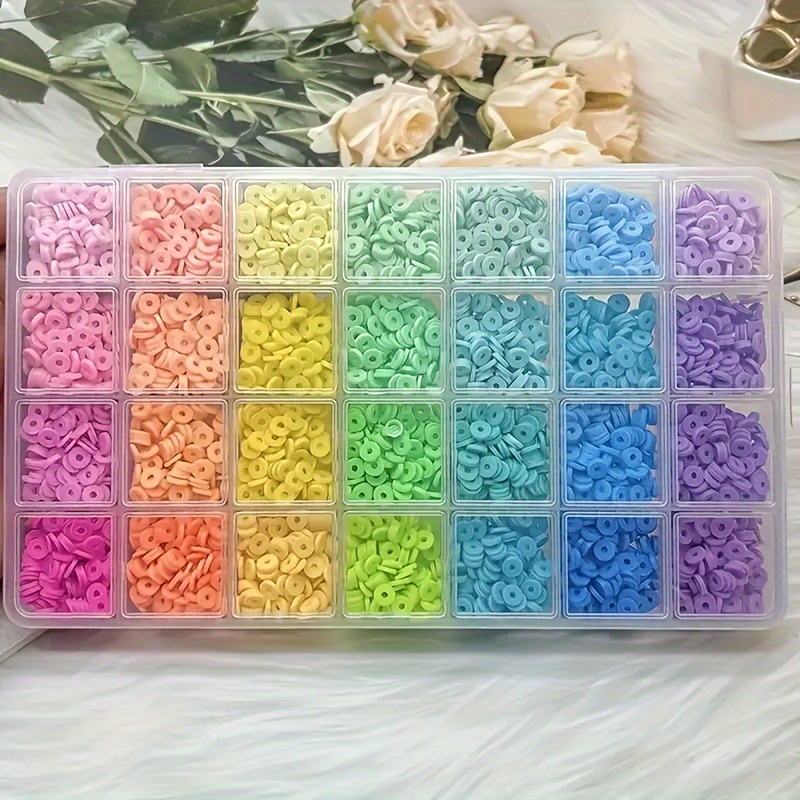 

4800pcs Polymer Clay Bead Kit - 28 Vibrant Colors, Flat Round Spacer Beads For Diy Bracelet & Jewelry Making - Ideal Craft Set For Girls