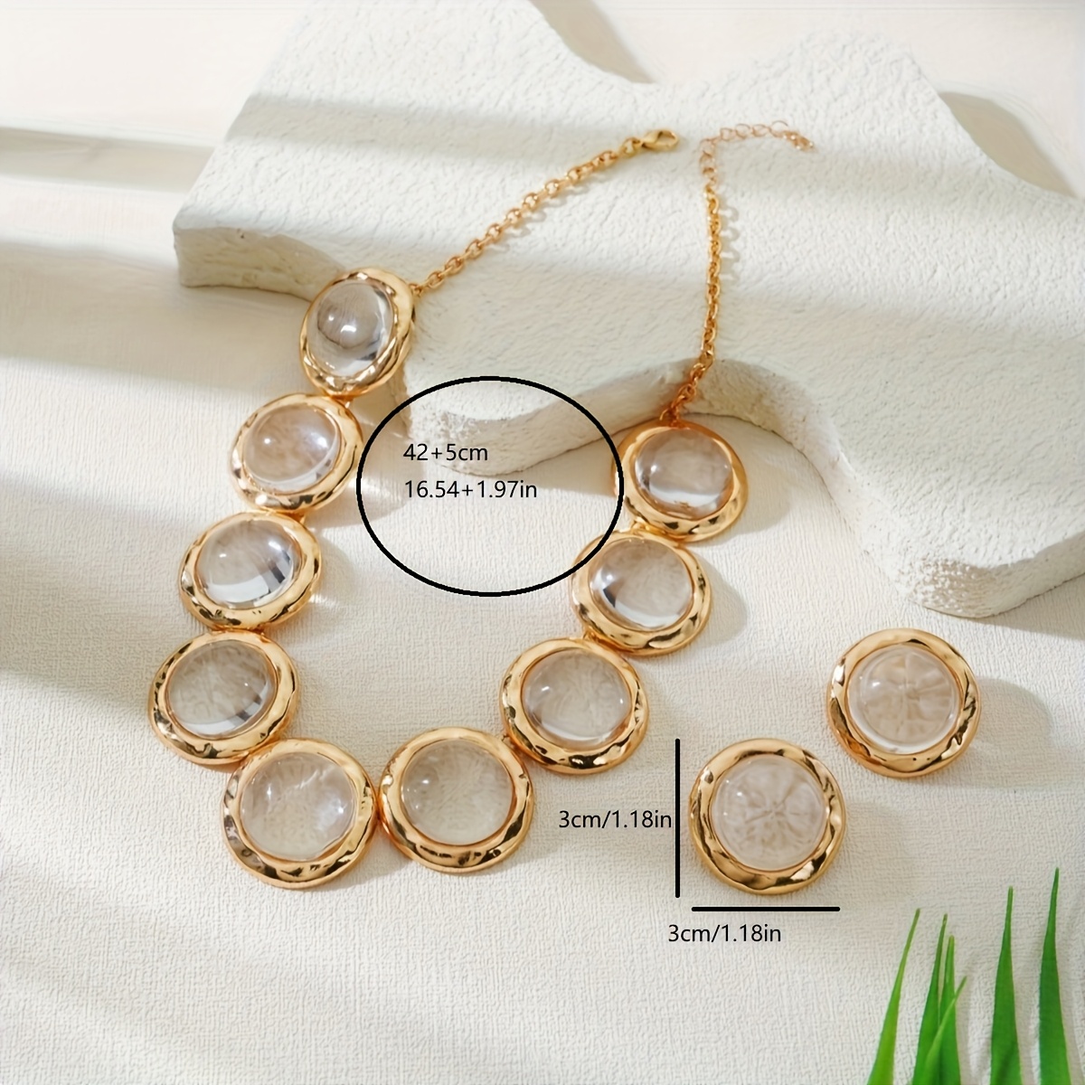 Geometric Round Acrylic Necklace Earring Set