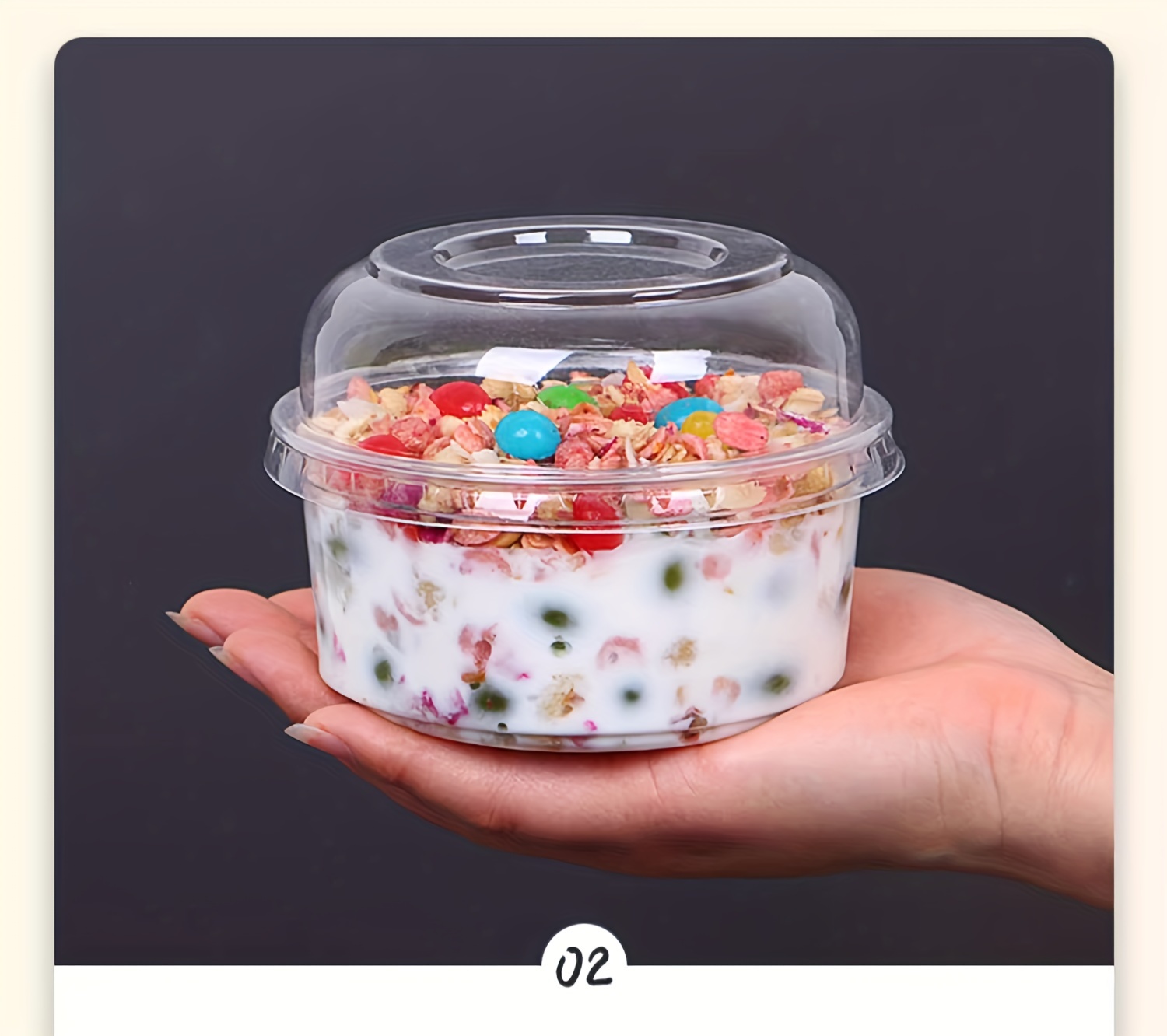 25sets clear plastic dessert cups with lids pet material reusable round candy packaging boxes for cakes sweets fruit transparent food containers for home party use details 2