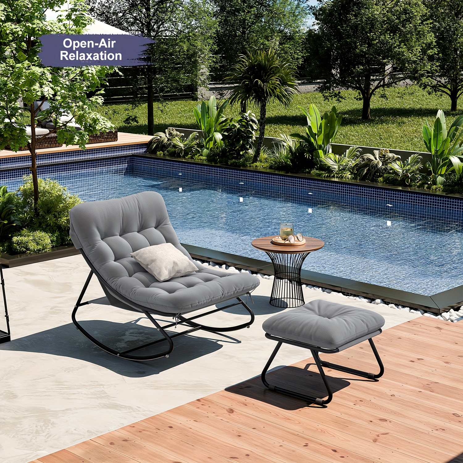 Rocking Lawn Chair Outsunny Outdoor Patio Sling Sun Lounger