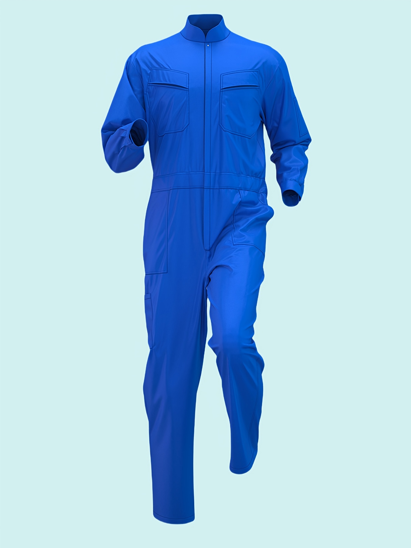 unisex solid color stand collar jumpsuit construction auto