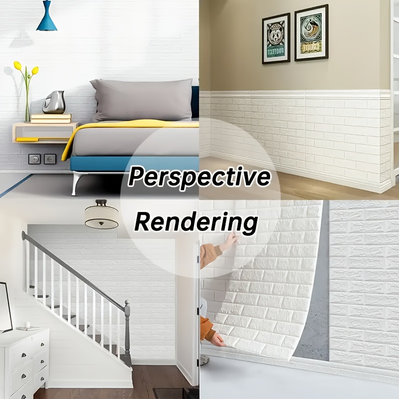10 Paneles De Pared 3D Autoadhesivos Imitación Ladrillo - 60x60 Cm, Blanco, Para Decorar Dormitorio, Salón, Cocina O Fondo De TV