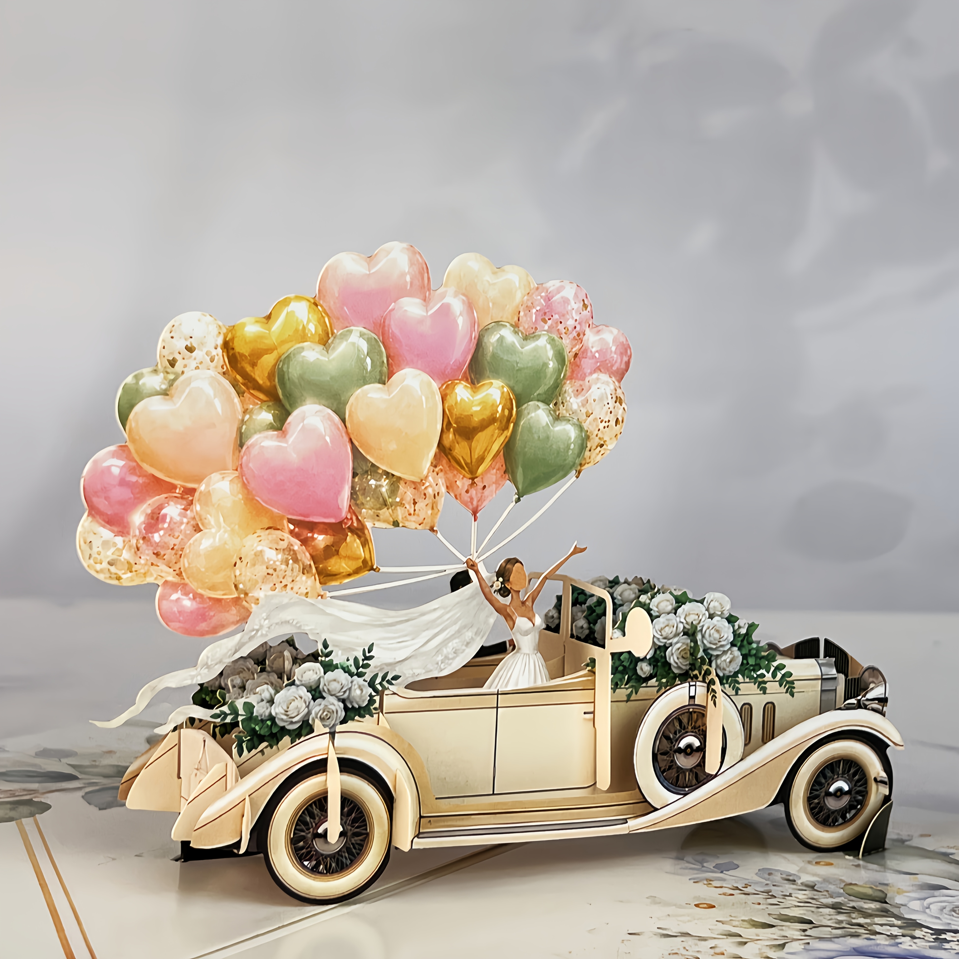 1pc Pop-up 3d Greeting Card With Envelope, Vintage Classic , , Wedding Card, Engagement Card, Suitable For Married Couples