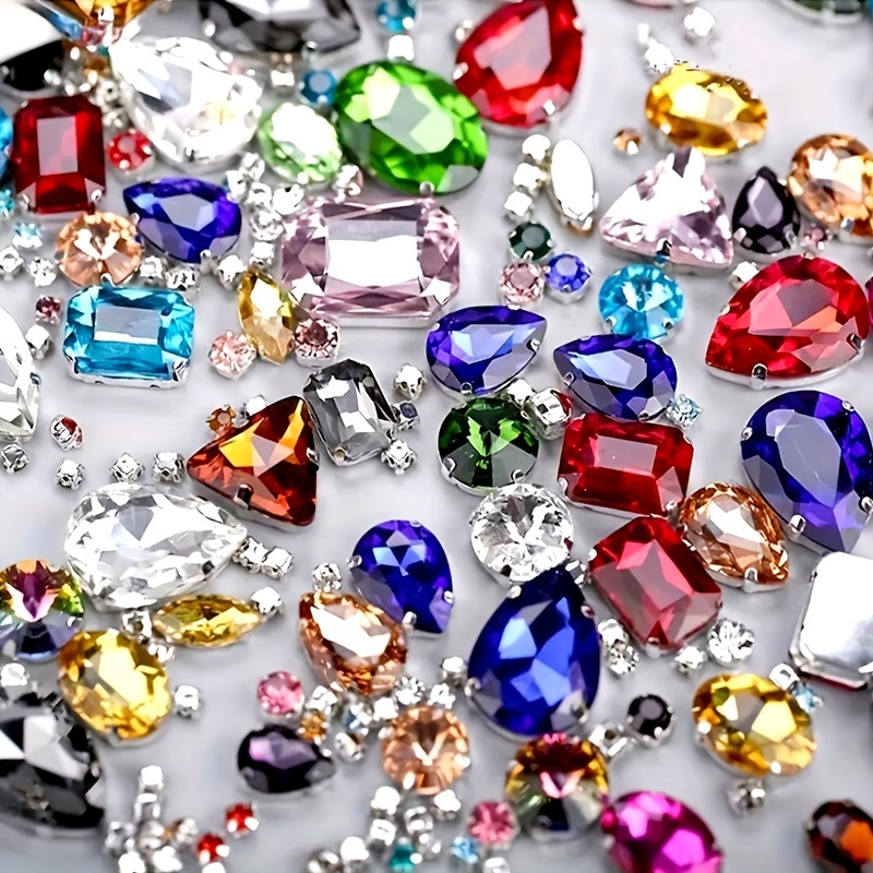 

130 pièces Ensemble de rhinestones en verre de couleur pour la mode, les chaussures, les chapeaux, les sacs et les accessoires de cheveux - Fournitures de couture et de