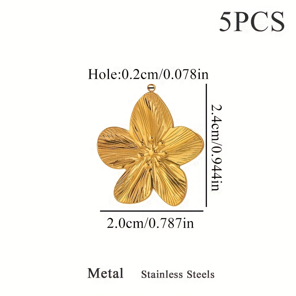 TEMU 5pcs Stainless Steel Five-petal Flower Charms 18k Gold Plated Jewelry Making Additions Pendants Earrings Necklace Bracelet Making Materials