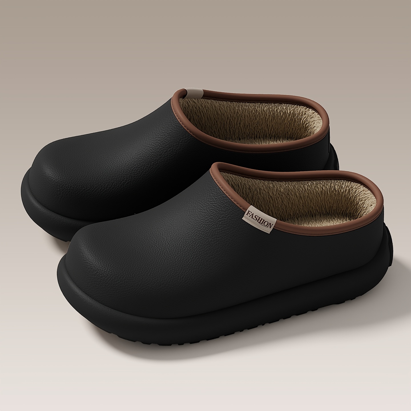 TEMU Nouvelles chaussons d'hiver en peluche tendance pour hommes et femmes, chaussures d'intérieur pour couple avec tige en EVA pour la contre et la