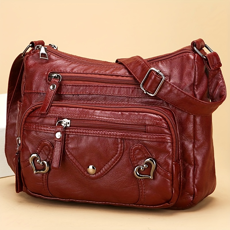 Umhängetasche Damen UmhÃ¤ngetasche Rot Leder Handtasche Damen