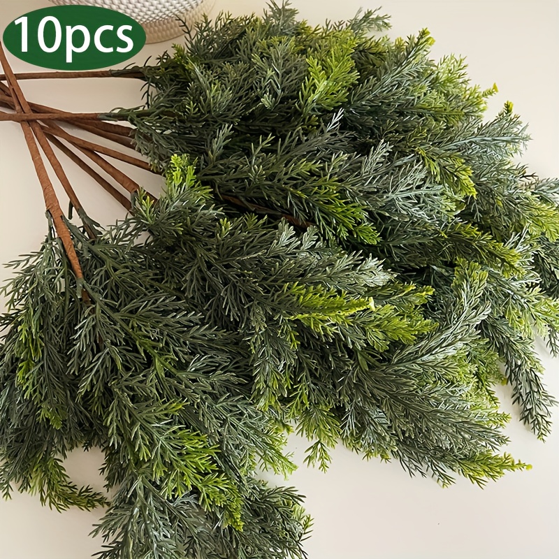TEMU 10 pièces Aiguilles de pin artificielles, Fausses aiguilles de pin et branches de , Plantes vertes décoratives, Fleurs décoratives, Décorations