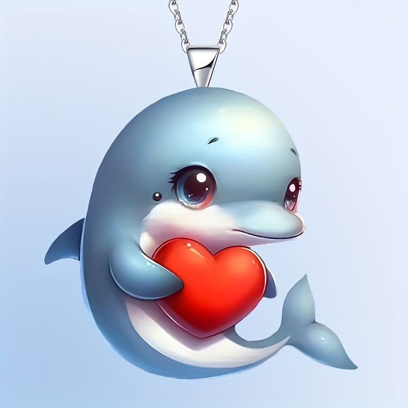 

1pc Sweet And Cute Acrylic Dolphin Pendant Necklace, Versatile Accessories For Birthdays, Anniversaries, And Graduation Christmas Gifts