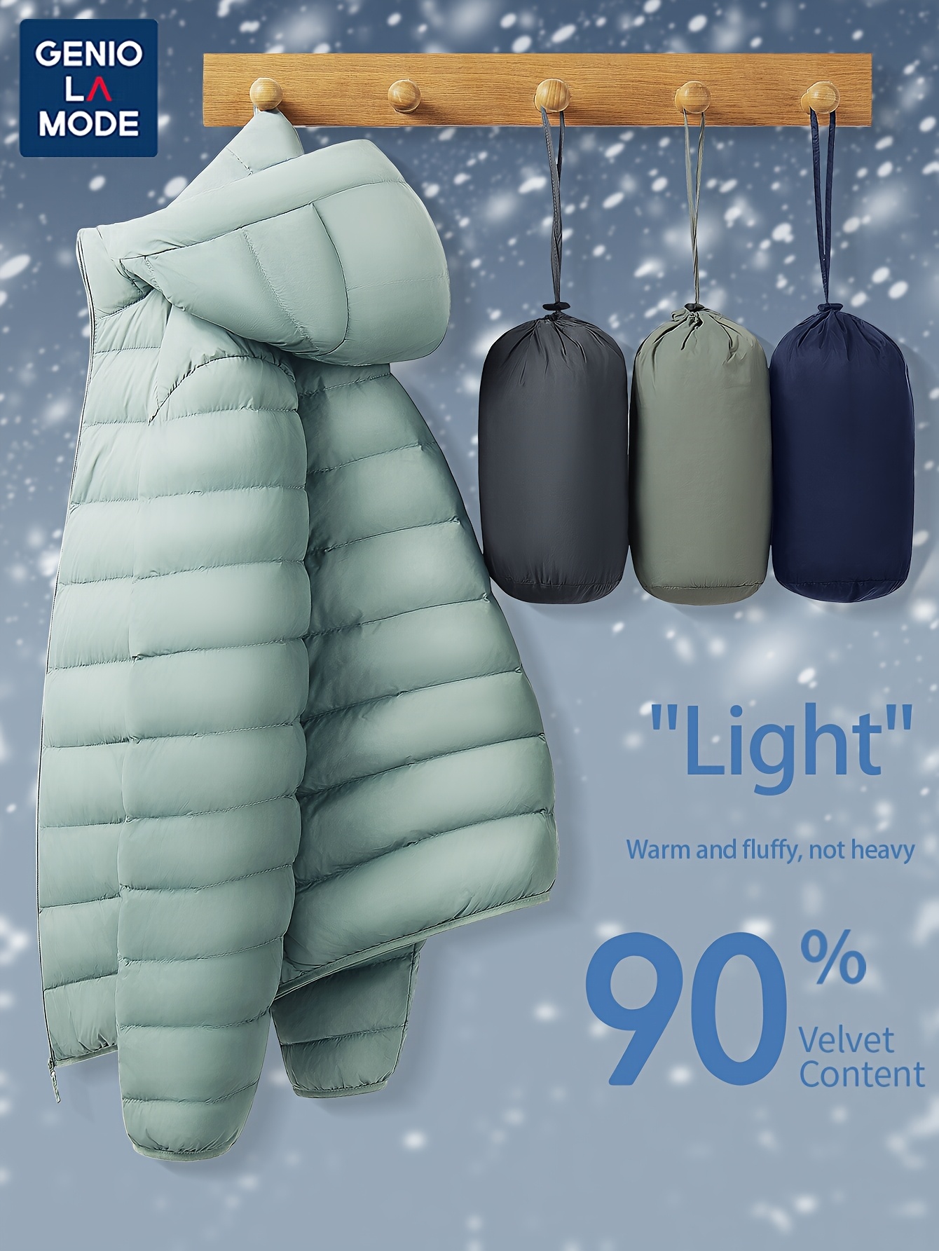     mens winter hooded down jacket warm duck down comfortable fluffy 90 duck down versatile lined ribbed jacket