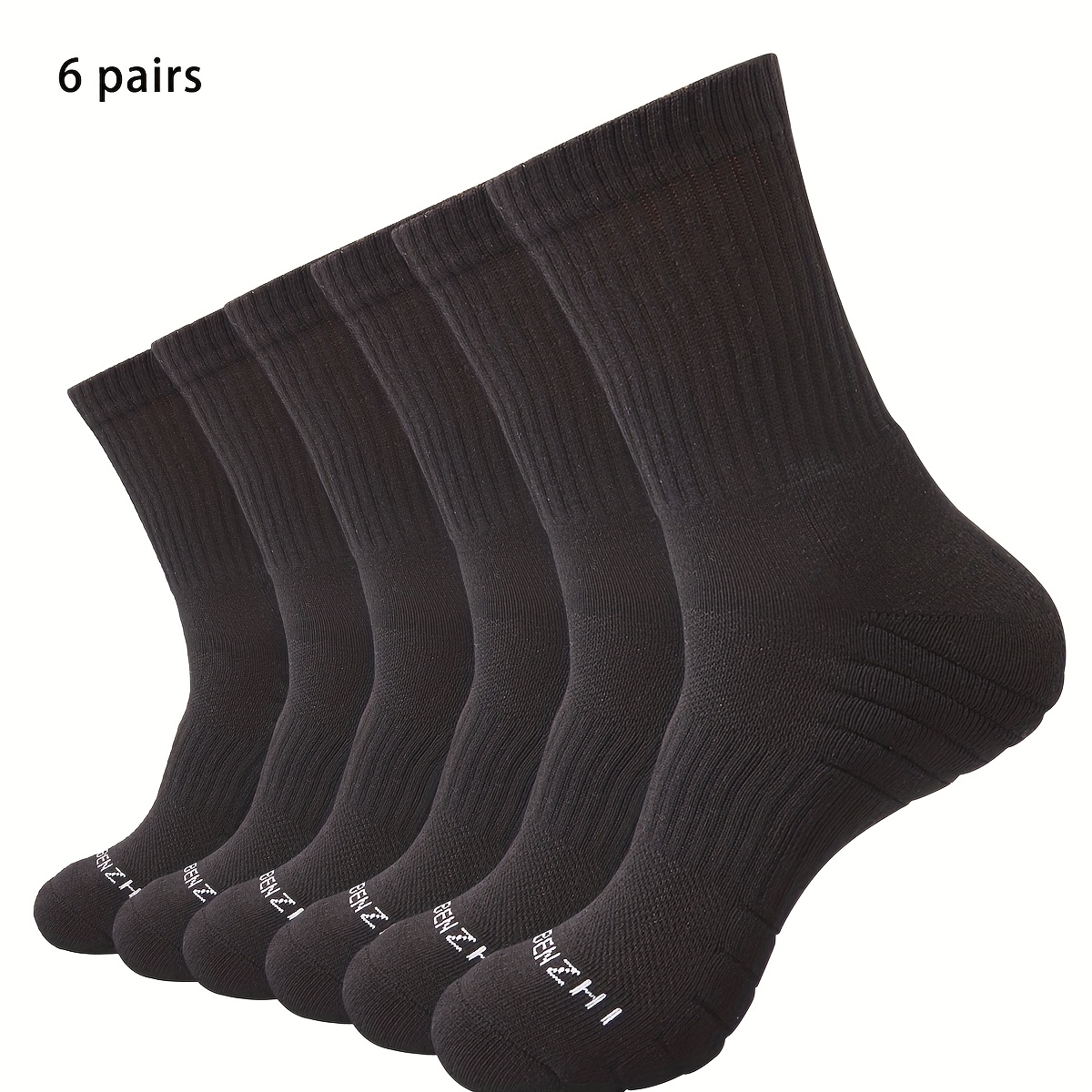 E-shop 6 Paar verdickte Fleece-Sohle, polsternde, lässige, sportliche, mittelhohe Socken, Unisex, geeignet für tägliche, lässige Aktivitäten, zu Hause,