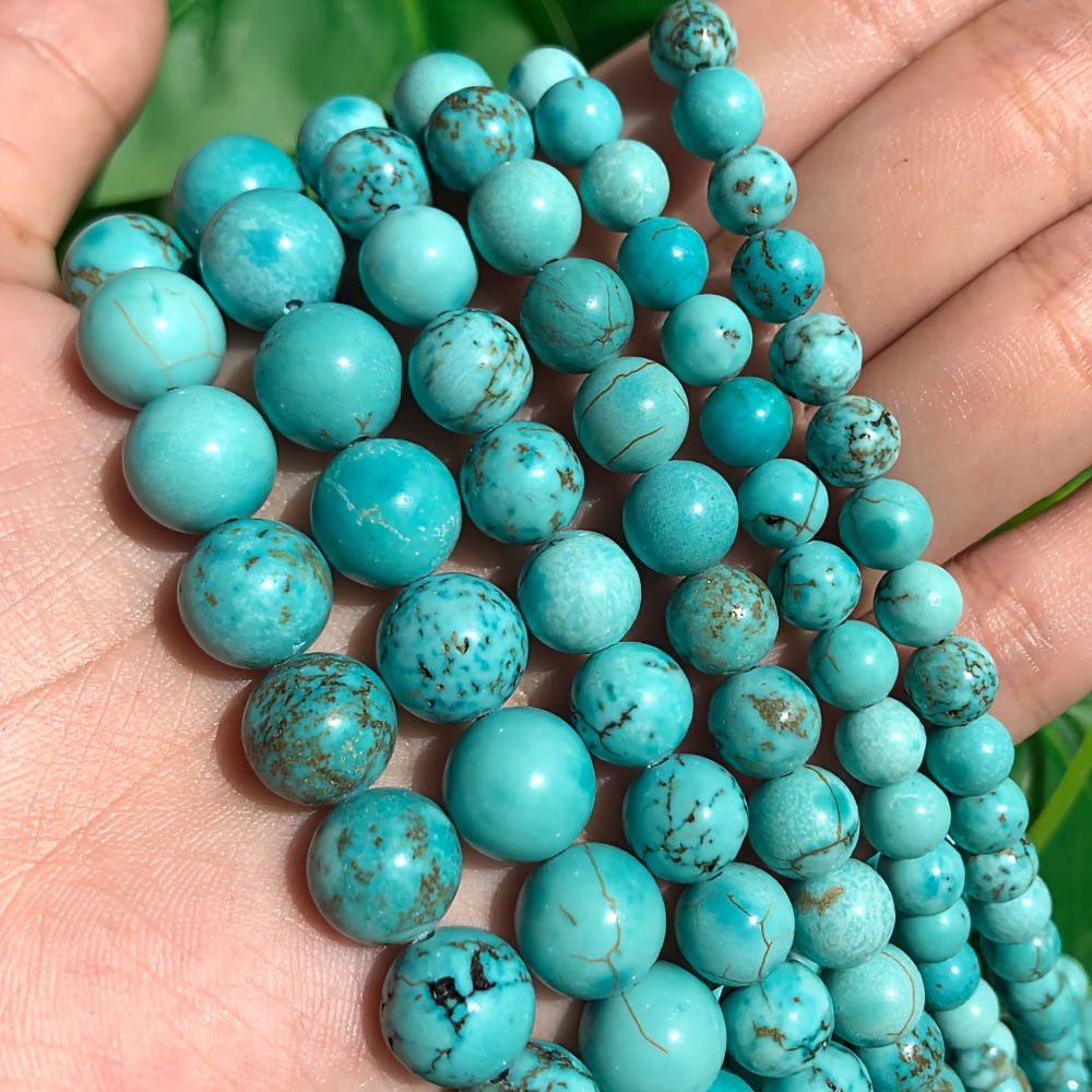 Image of 4-12mm Turquoises Stone Beads Round Loose Spacer Beads For Jewelry Making Diy Bracelet Earrring Necklaces Accessories For Women's And Men's Gift Craft Supplies