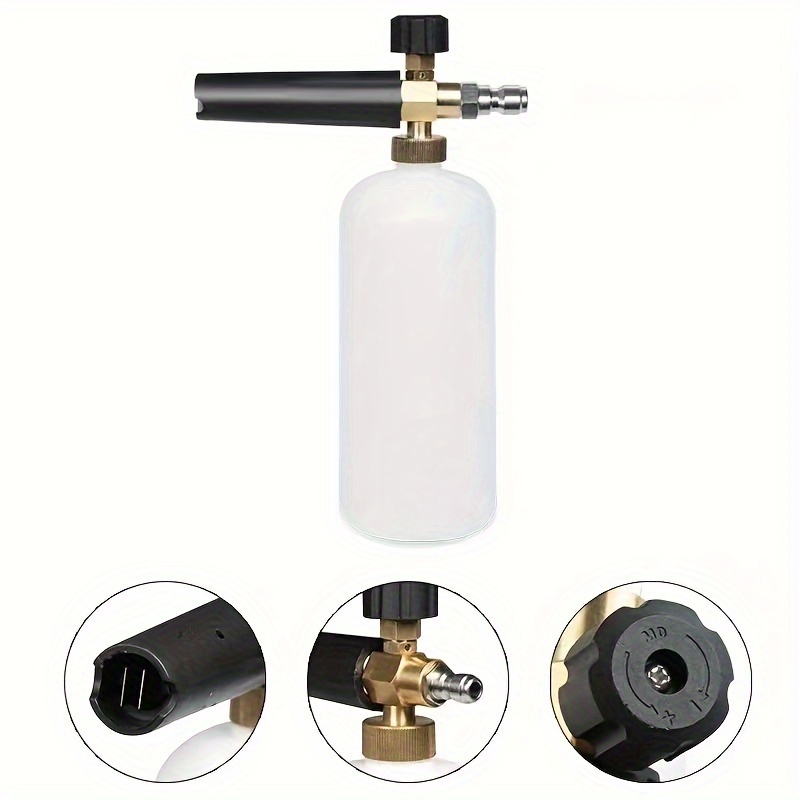 

1pc Foam Cannon, Heavy-duty Vehicle Foam Shock Wave Wide-neck Adjustable Snow Foam Gun And Thick Foam, With 1/4 Inch Quick Connector And 1 Liter Bottle