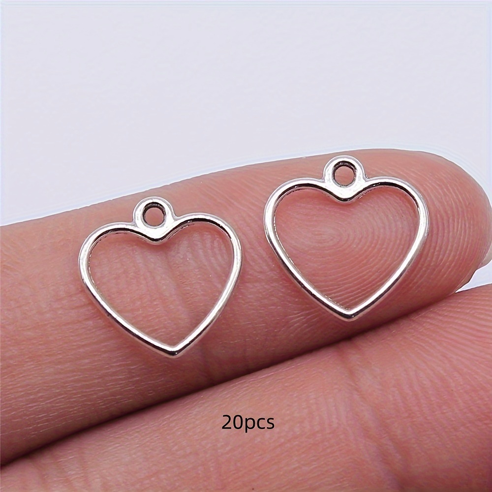 20pcs Hollow Heart-shaped Charms - 14x13mm Alloy Pendants For Making, Bracelets & Necklaces, Charms, Jewelry Making Supplies, Accessories, Design, Durable Charms