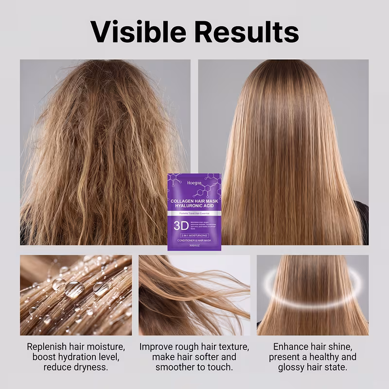 hoegoa collagen 2 in 1 moisturizing conditioner and hair mask portable travel hair essence nourishes hair enhances smoothness and suitable for all hair types gift idea 30g 1oz Product details 8