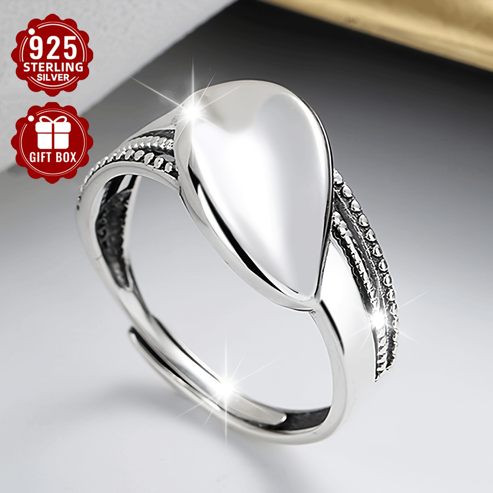 

1pc S925 Sterling Silver Retro Neutral Wide Leaf Hip-hop Punk Style Trend - Index Finger Ring For Men And Women Suitable For Party (about 2.8g)