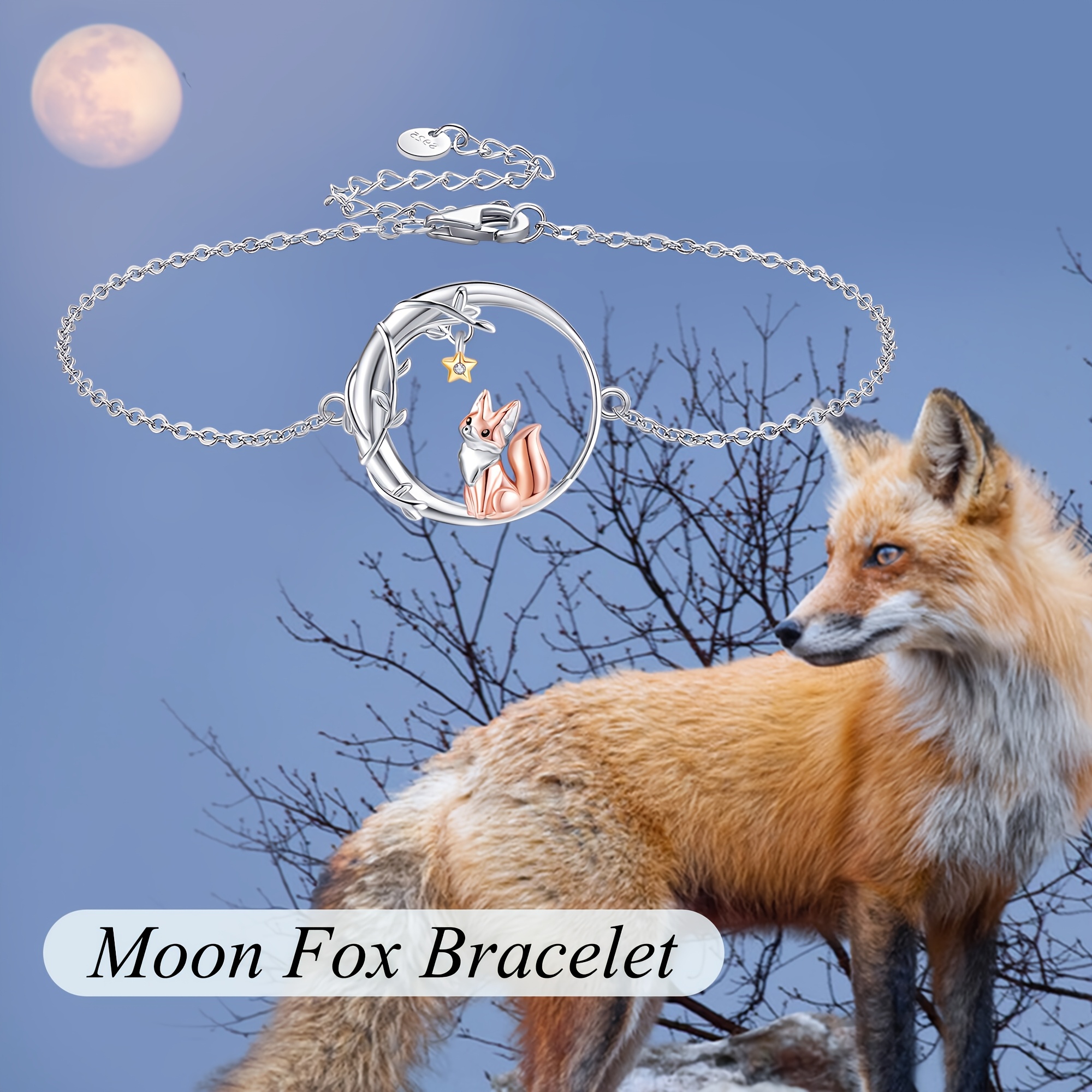 925 Sterling Silver Fox Bracelet — Animal Jewellery for Women