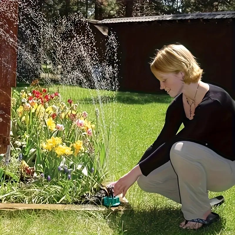 360 degree automatic multi head sprinkler durable plastic garden watering system with adjustable spray distance gardening equipment for lawn flower bed and plant care garden watering tool decor durable plastic sprinkler details 7