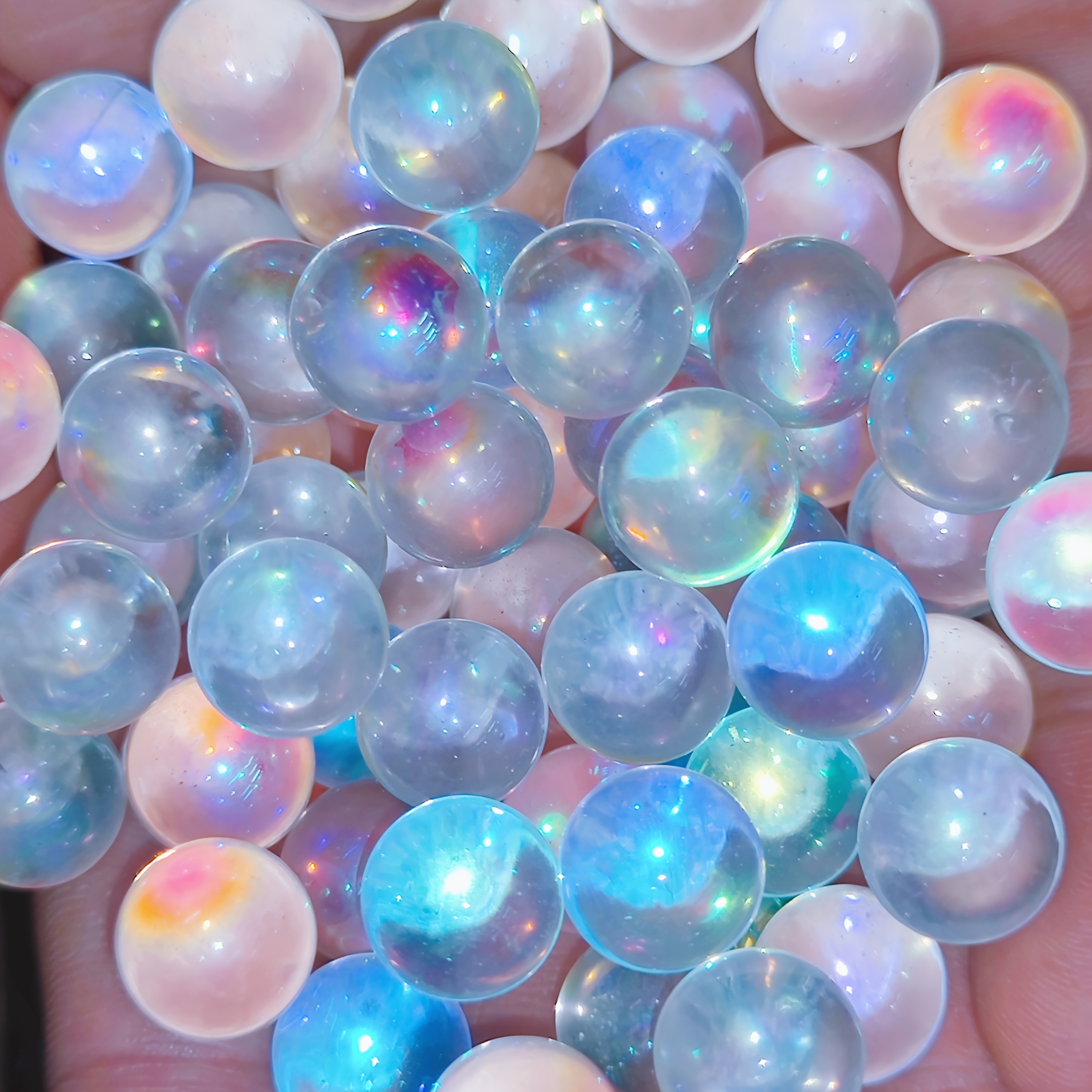 TEMU 50pcs 12mm Luminous Glass Beads - Vibrant Polished Stones For Diy Crafts, Jewelry Making & Aquarium Decor (no Hole), Glass Beads For Jewelry