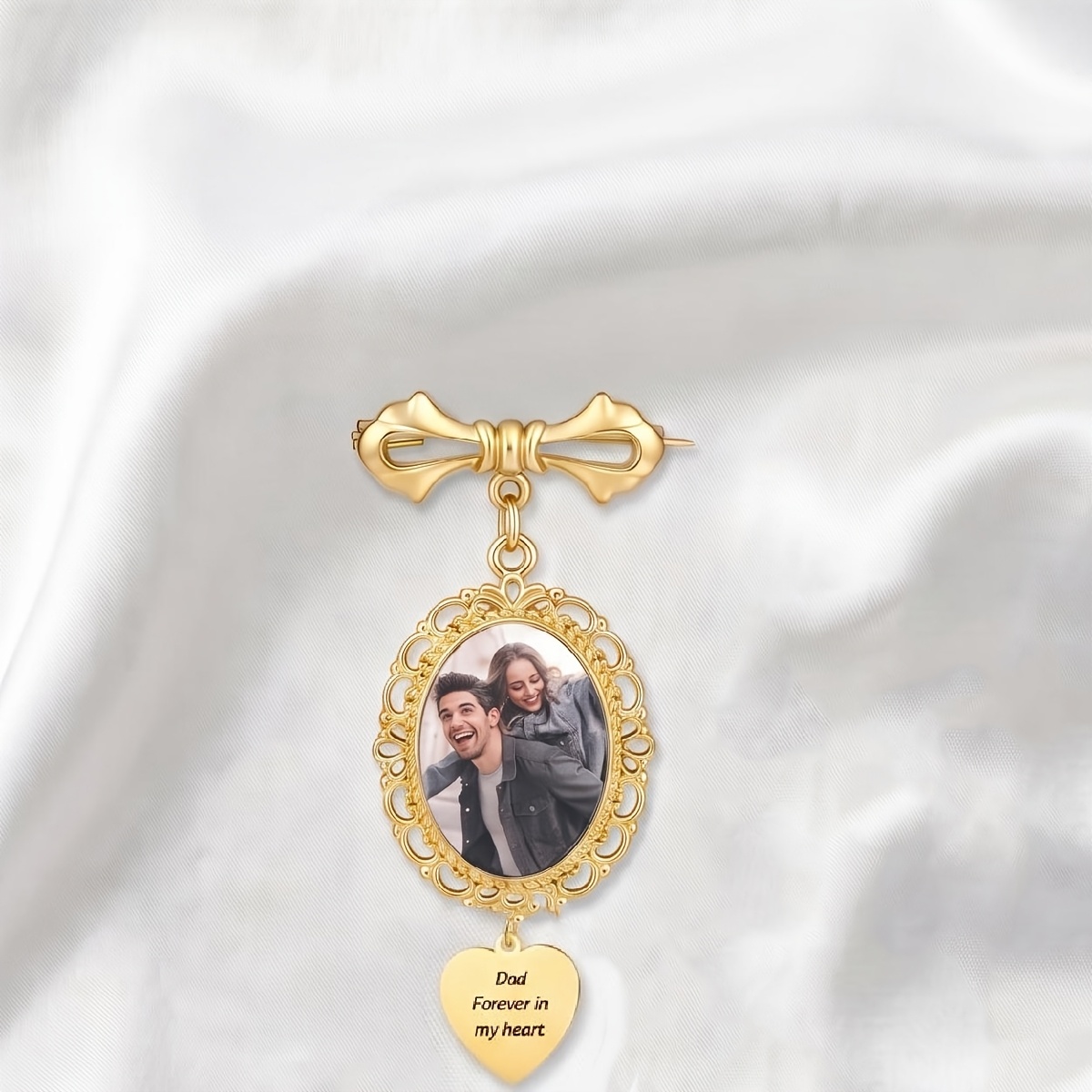 TEMU Customized Personalized Wedding Photo Pendants, Bridal Bouquet Keepsake Pendants, Custom-made Photos, Groom Keepsake Brooches, Wedding