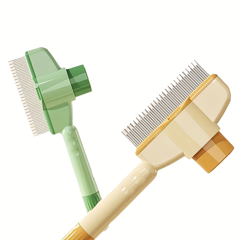 Brosse pour Chats à Autonettoyage, Brosse de Toilettage pour Enlever les Poils Morts, Nœuds et Saletés, Idéale pour Chats à Poils Longs, Vert