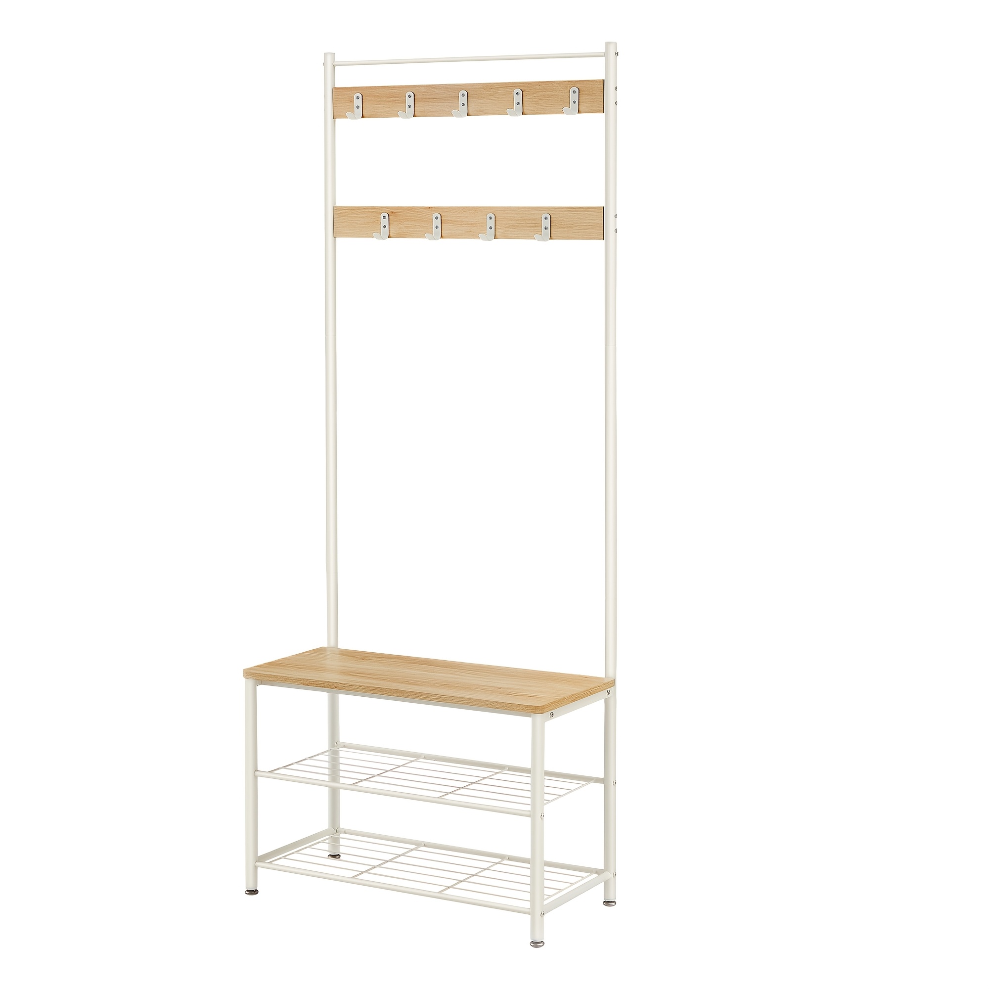 TEMU Appendiabiti, Porta Scarpe da con Panca, 32 X 70 X 175 Cm, Stile Industriale, Naturale e