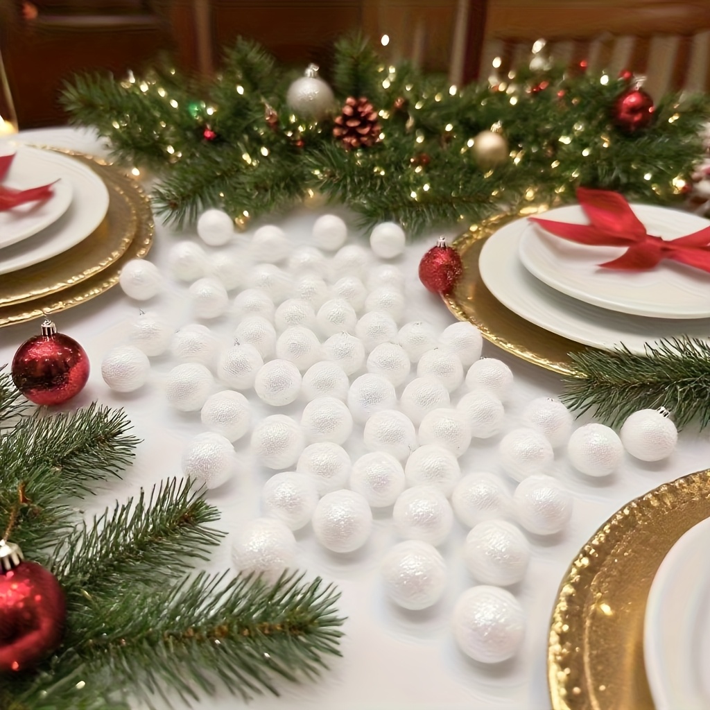 TEMU 100pcs Christmas Shiny Foam Balls, Suitable For Christmas Party Decoration And Christmas Tree Decoration, Holiday Party Supplies, Party