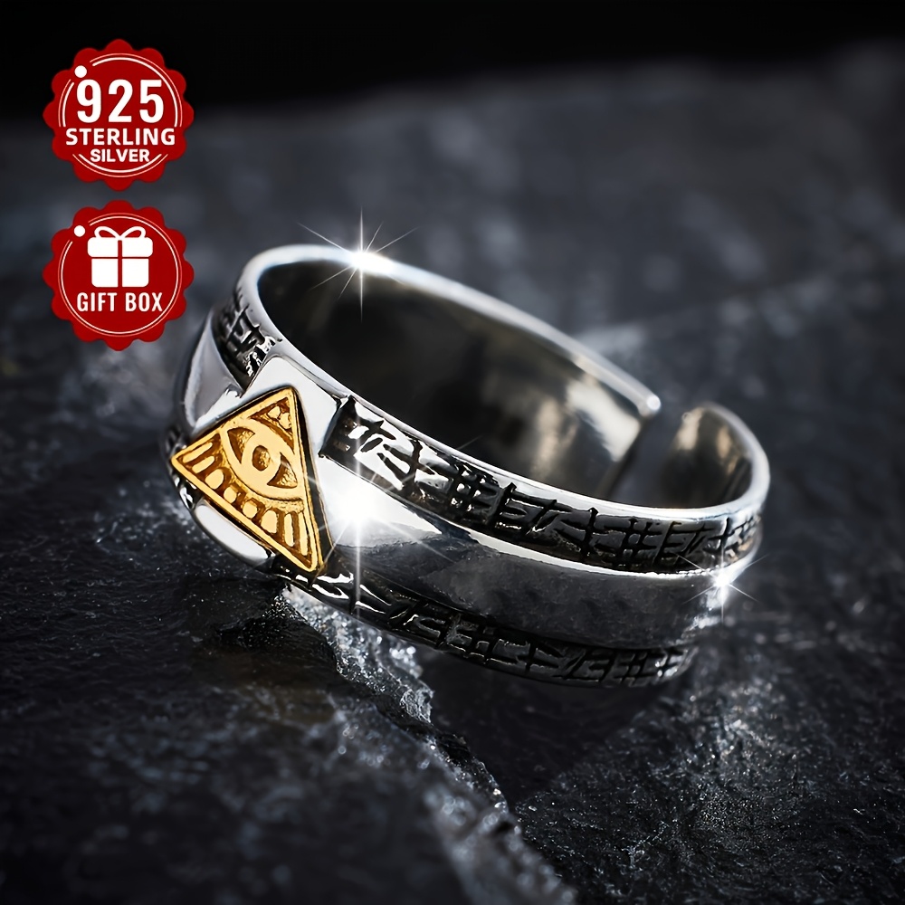 Vintage Punk Cross Open Ring S925 Silver Retro Thai Style Finger Ring