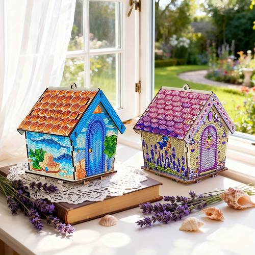 1pc diamond painting cabin model wooden puzzle kit suitable for home decoration room decoration autumn decoration table decoration perfect gift for craft lovers