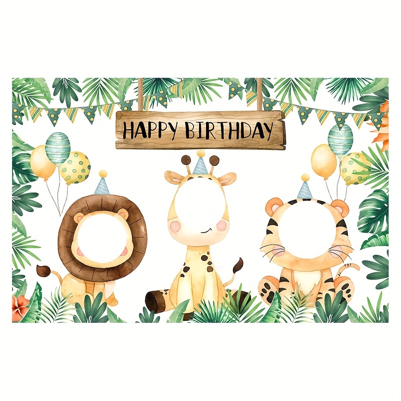 

1pc, Wild 1 Birthday Photo Backdrop, Zoo Animal Banner Background Game Accessories, Birthday Party Supplies Jungle Animals Party Background, Green Theme Birthday Celebration Photo Booth Backdrop