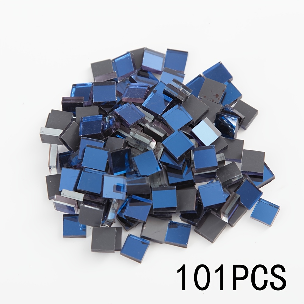 TEMU 101 pièces de Mosaïque en Verre Bleu, Fournitures d'Artisanat pour Projets Main et Décoration Maison, Matériaux d'Artisanat DIY, Décor Mural