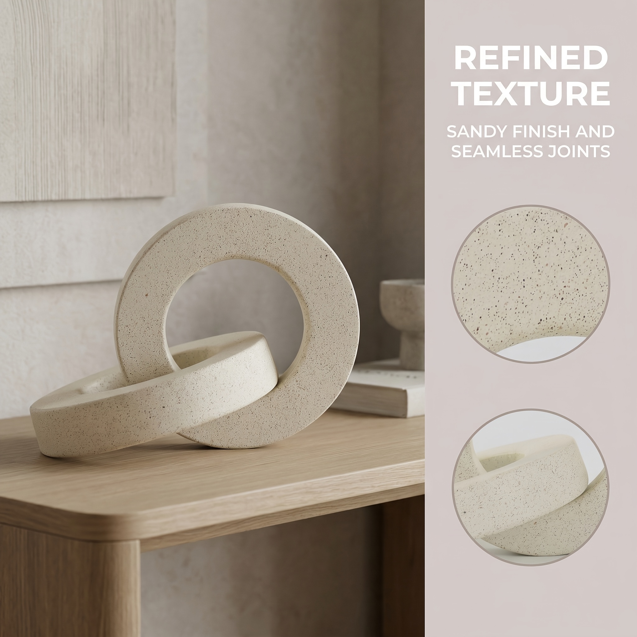 Geometric Circle Resin Ornaments – Elegant Wabi Sabi Home Decor, Luxury Minimalist Aesthetic Sculpture for Tabletop, Living Room Shelf And Desk Organization Gifts