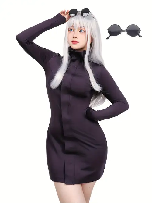 women's anime cosplay dress - black with pink accents, long sleeves & , polyester, machine washable - ideal for halloween & theme parties | Shop Now For Limited-time Deals | Temu women's anime cosplay dress - black with pink accents, long sleeves & , polyester, machine washable - ideal for halloween & theme parties | Shop Now For Limited-time Deals | Temu