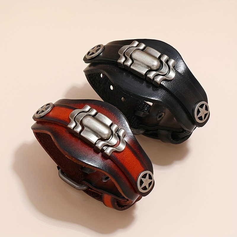 Retro Hand Jewelry Minimalist PU Bracelet for Men