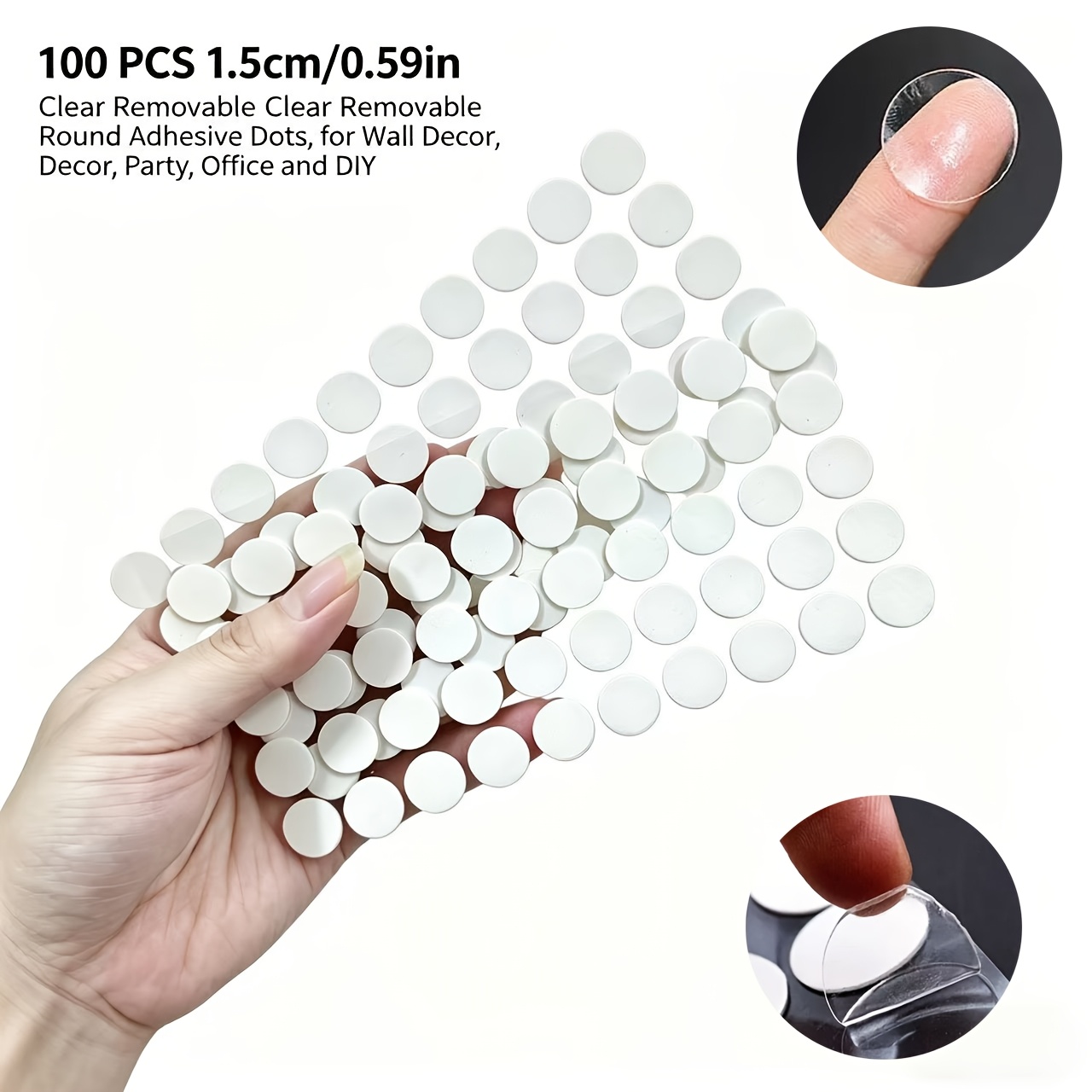 100pcs Double-sided Adhesive Dots, 1.5cm/0.59in Museum Oil Dust Transparent Removable, Balloon Adhesive Dots Glue Suitable For Office Party Posters Oil Dust For Wall Decoration
