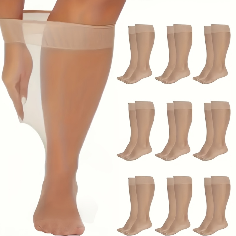 

6 Pairs/9 Pairs Women's Casual Calf Socks Solid Nylon Comfortable Breathable See-through Women's Socks And Sexy Matching Stockings