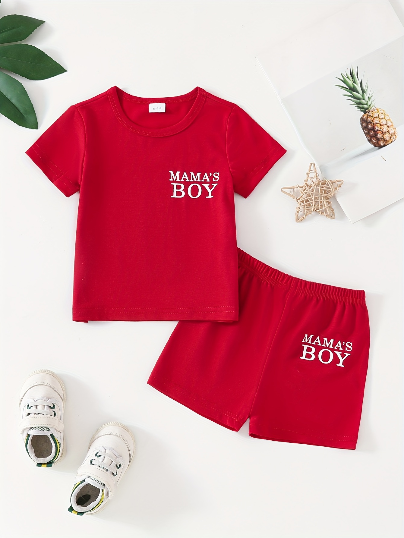 2PCS Baby Boy's Casual "mama's Boy" Print T-Shirt & Shorts Set Baby Kid's Clothes For Summer