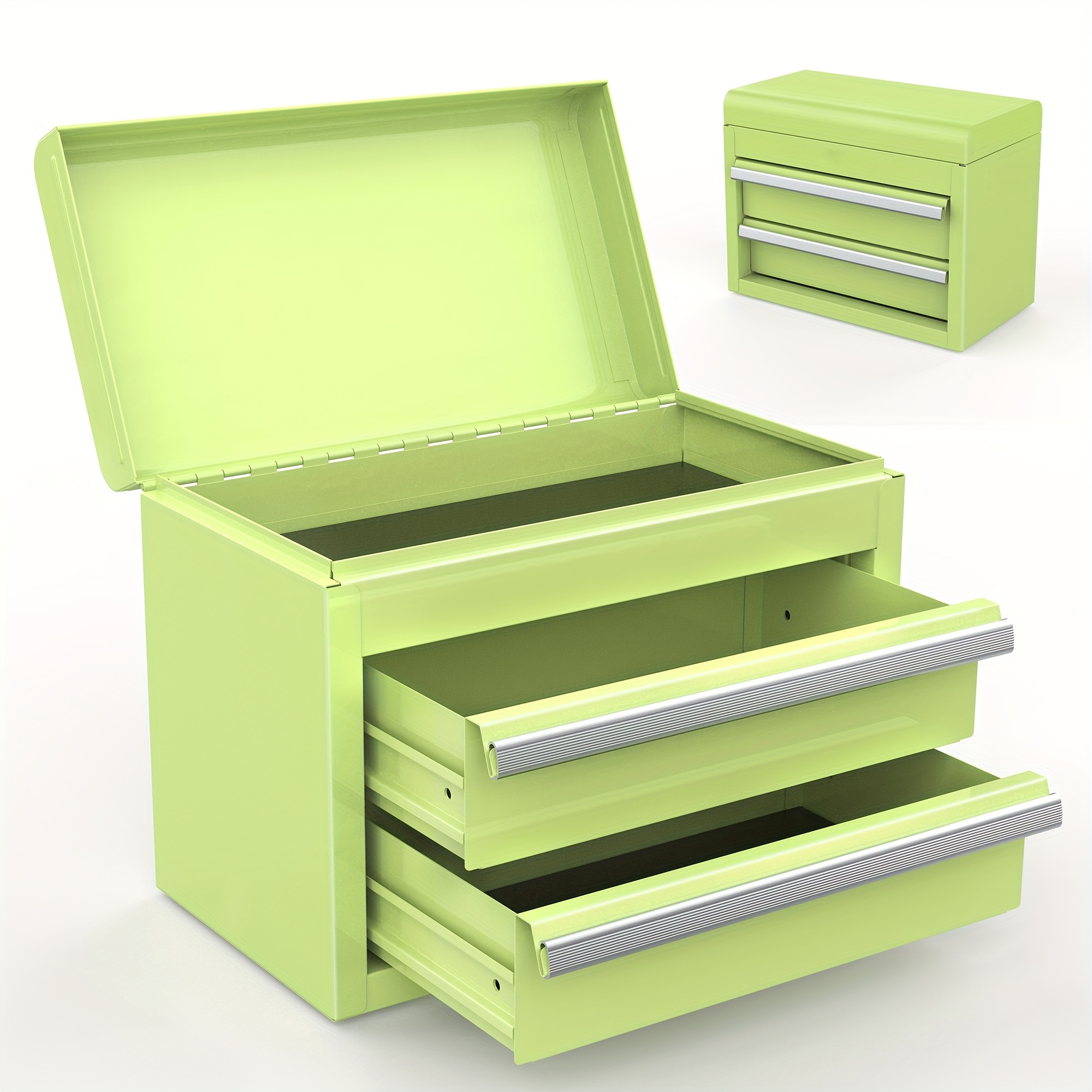 Image of Mini Metal Tool Box With 2 Drawers And Top Storage, Small Tool Box, Tool Box With Storage Space, Stylish Small Tool Cabinet For Studio And Home, Gift For Husband, Dad, Lover