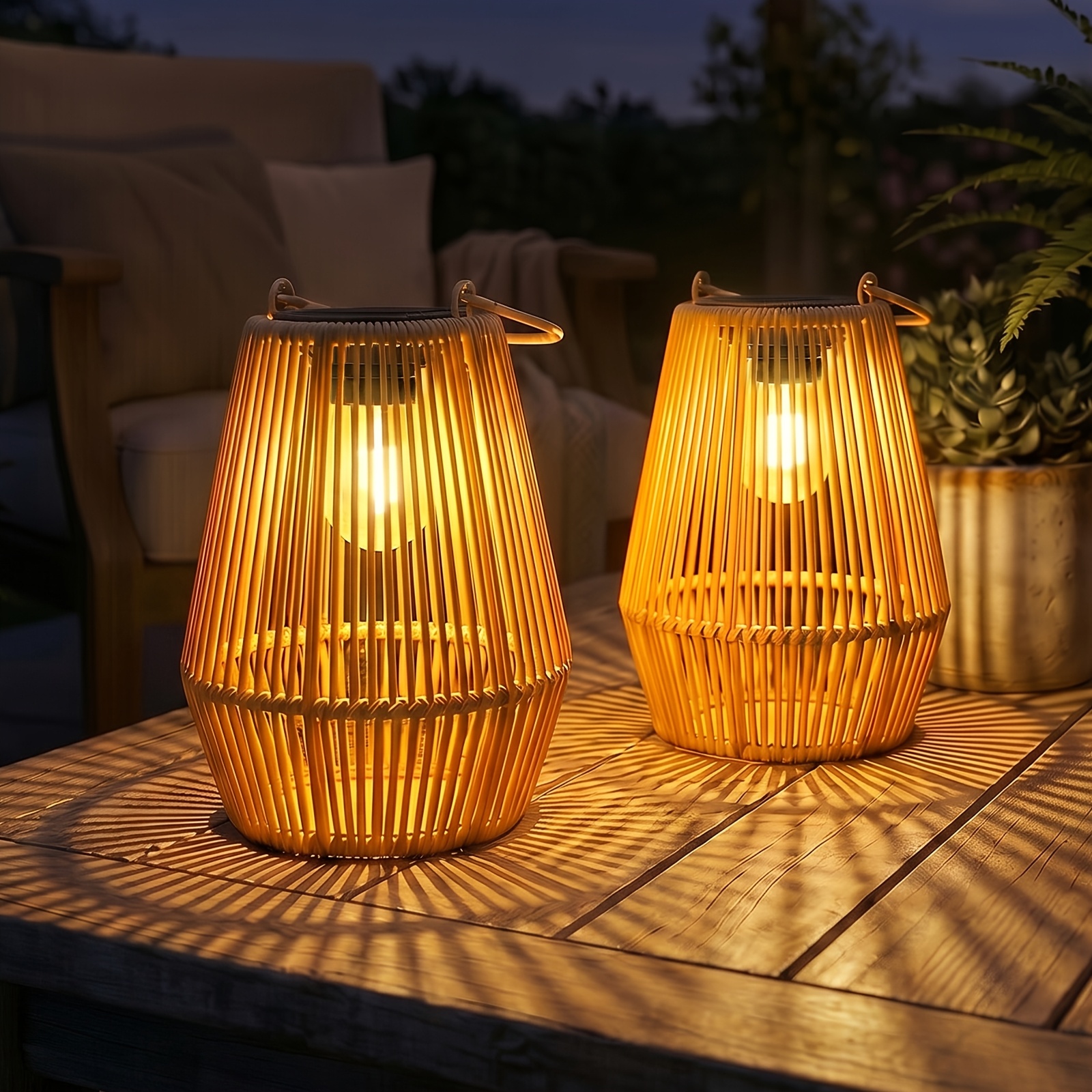 1/2/4pcs Set Solar Bamboo Art Lanterns - Outdoor Hanging Solar Decorative Lights, Suitable For And Beautifying Gardens, Courtyards, Patios, , Trees, Lawns, And