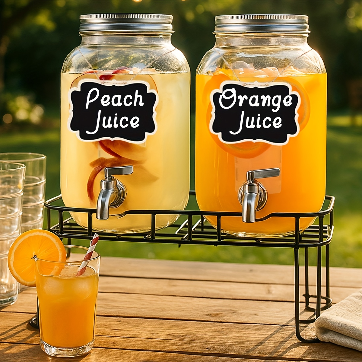 TEMU 1/2packs 1 Gallon Glass Drink Dispensers For Parties, Beverage Dispenser, Glass Drink Dispenser With &stand And Stainless Steel Spigot, Lemonade
