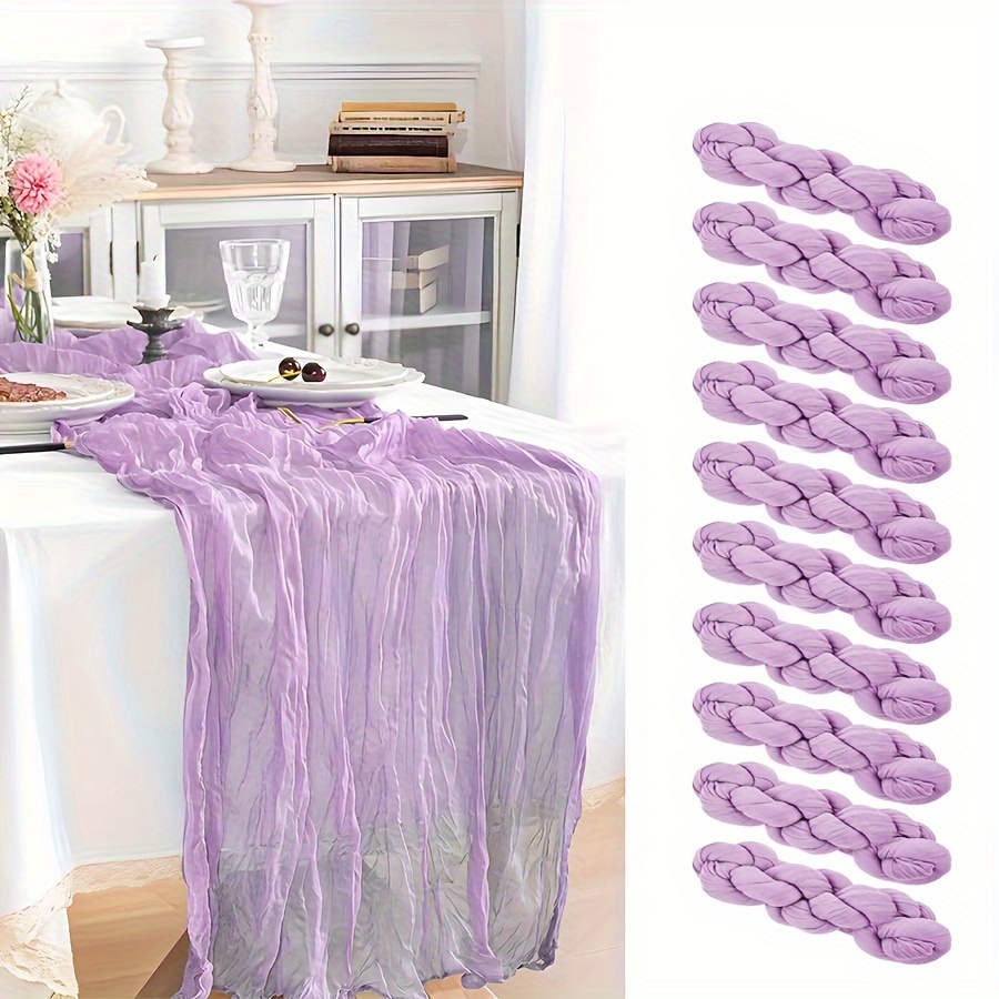 

10pcs, Lavender Purple Cheesecloth Table Runner, Gauze Table Runner, Boho Wedding Decor, Polyester, Bridal Shower, Graduation Party, Banquet Table Decoration
