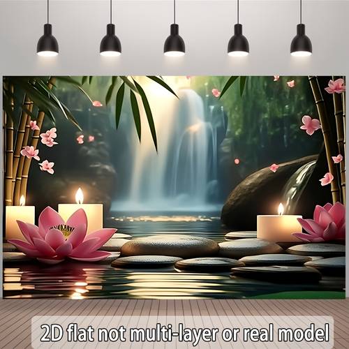 2d flat photography backdrop 2d flat backdrop 1pc waterfall for printed decorative backdrop stone mat and candle side decor no power needed suitable for shooting calm lifestyle flat lay and decorbjbxx 036501