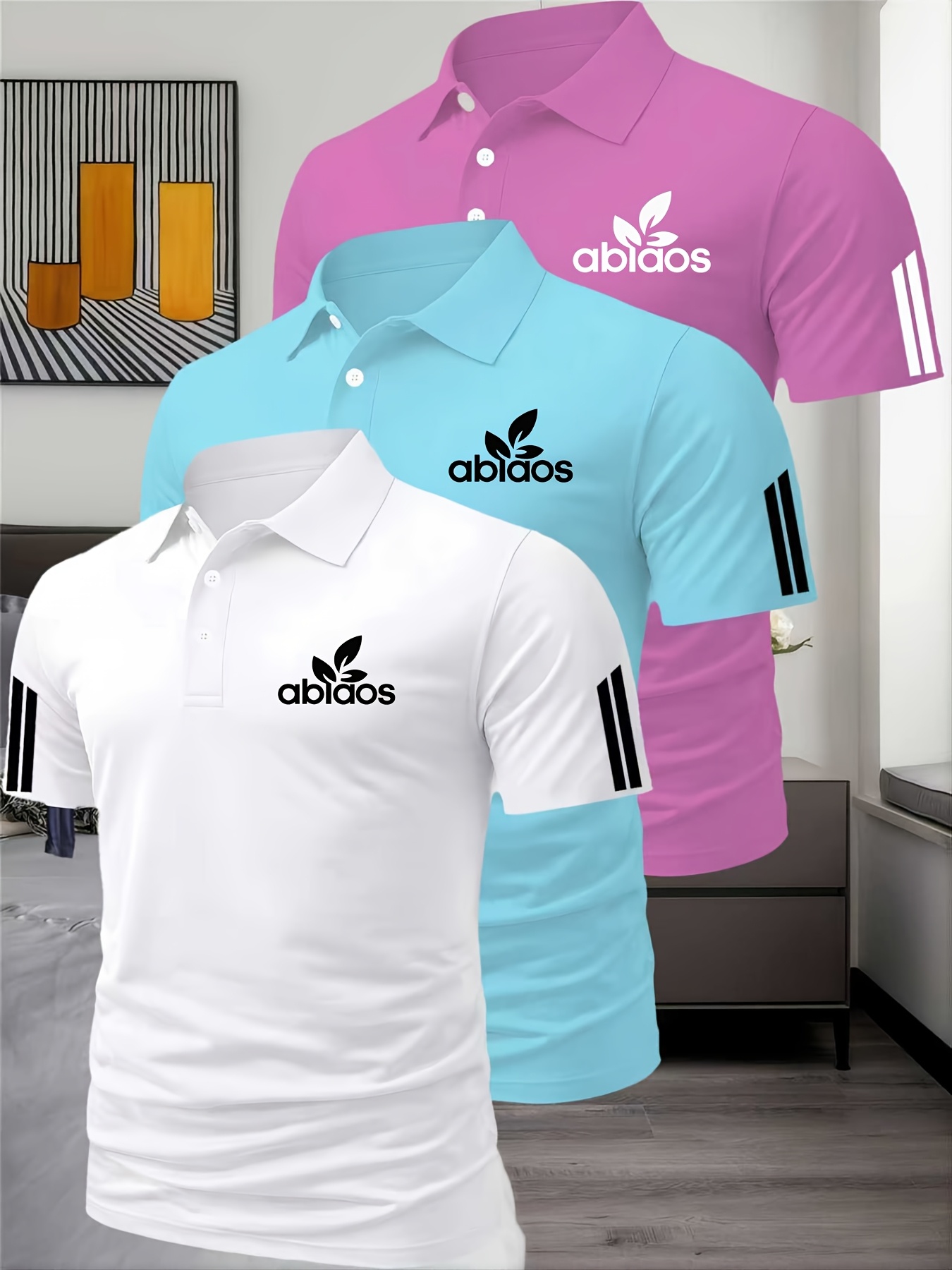 three piece summer mens   shirt   sports gym breathable quick dry business casual vacation   shirt fashionable short sleeve golf shirt